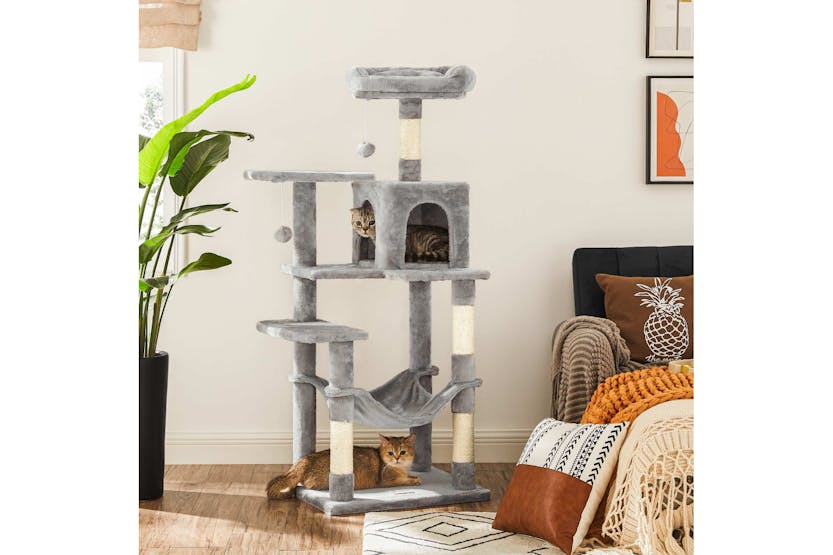 Feandrea UPCT161W01 Cat Condo with Hammock & Pompoms | Light Grey Feandrea UPCT161W01 Cat Condo with Hammock & Pompoms | Light Grey