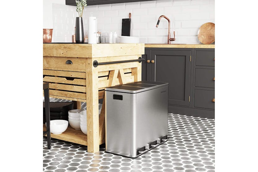 Songmics Triple Trash Can | Silver Songmics Triple Trash Can | Silver