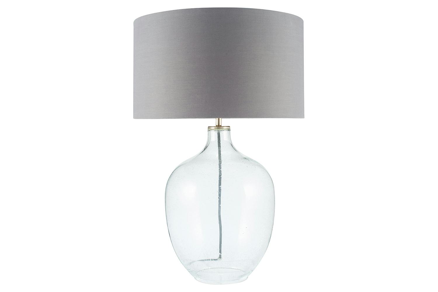 Louisa Bubble Glass Table Lamp | Clear | Grey Shade