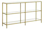 Vasagle 3 Tier Glass Console Sofa Table | Gold Vasagle 3 Tier Glass Console Sofa Table | Gold