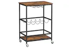 Vasagle Bar Cart with Bottle Holders | Rustic Brown & Black Vasagle Bar Cart with Bottle Holders | Rustic Brown & Black