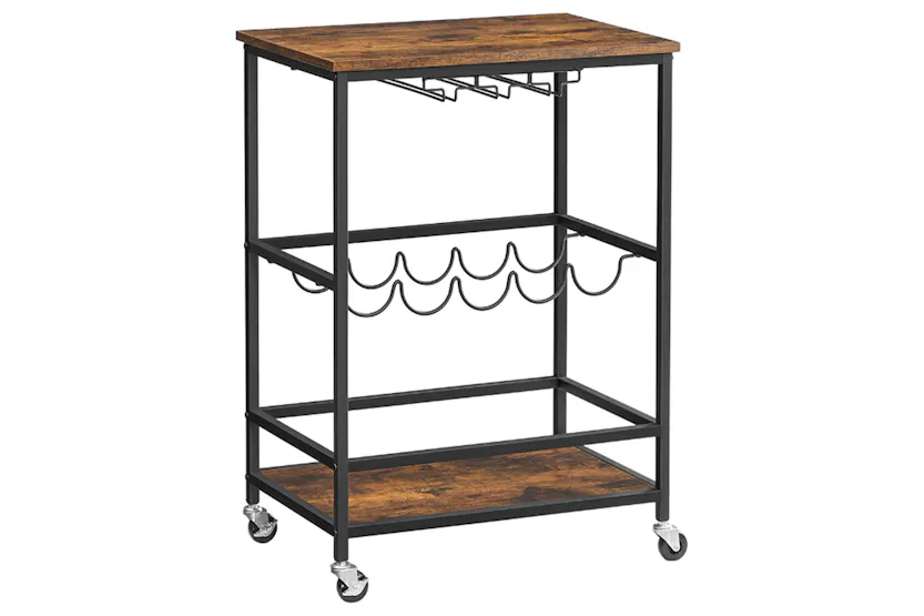 Vasagle Bar Cart with Bottle Holders | Rustic Brown & Black Vasagle Bar Cart with Bottle Holders | Rustic Brown & Black