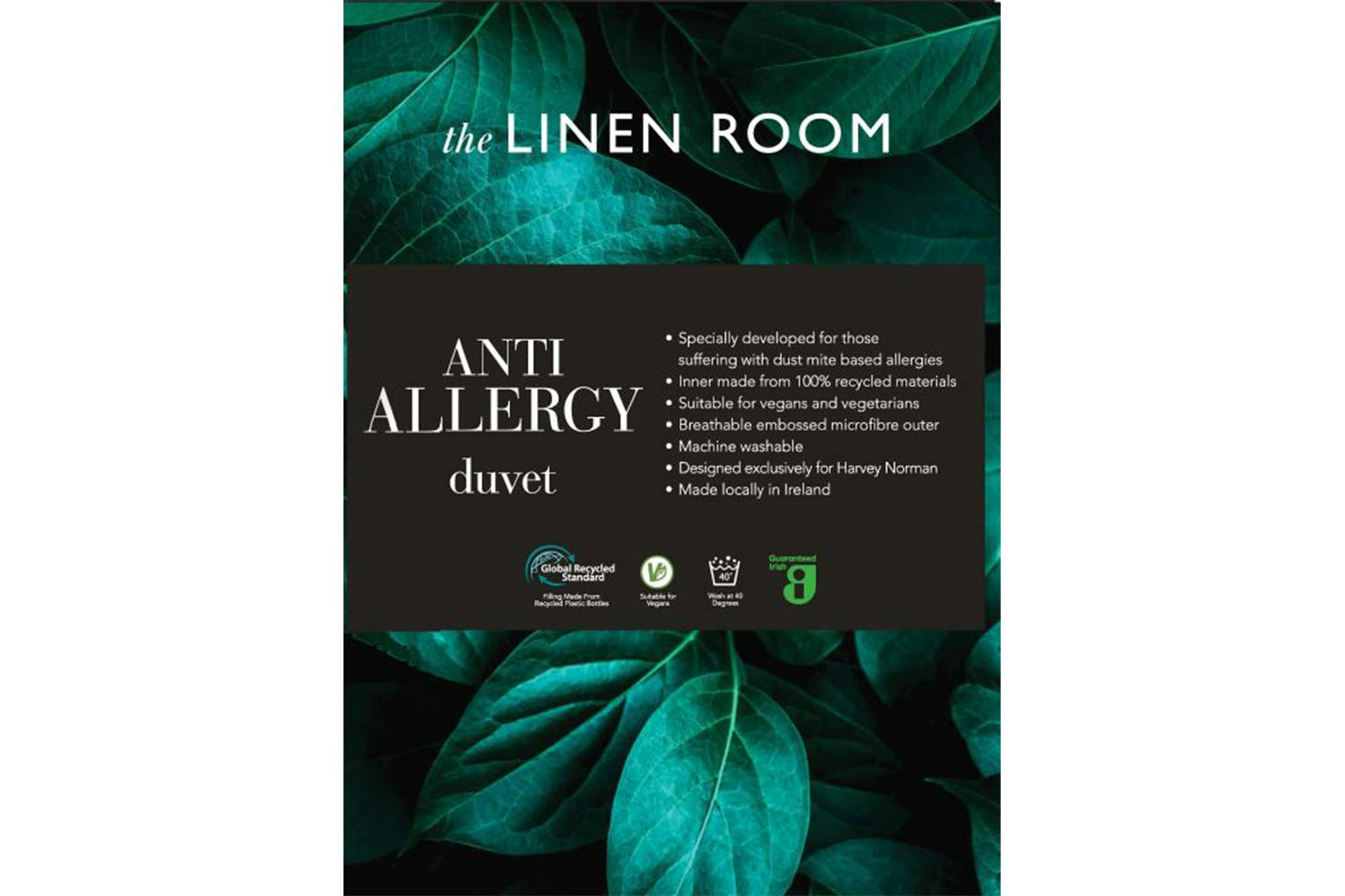 The Linen Room | Botanical Anti Allergy 13.5 Tog Duvet | Single