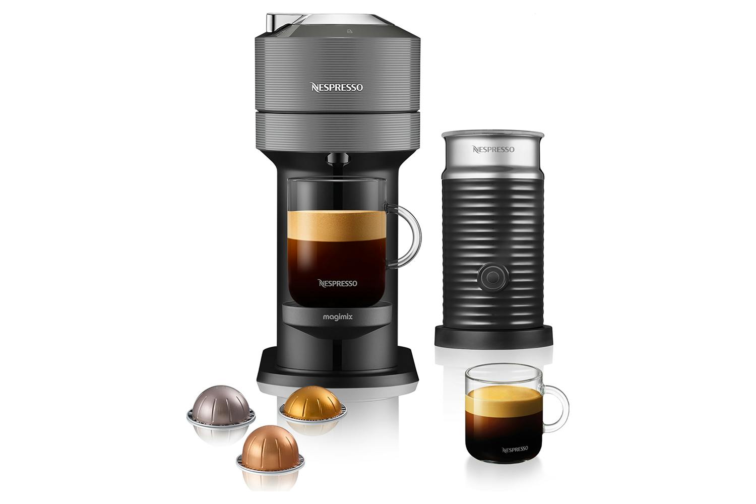 Nespresso Vertuo Next 11711 Coffee Machine with Aeroccino Milk Frother by Magimix | Dark Grey