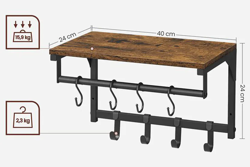 Vasagle LCR103B01 Wall Coat Rack with 8 Hooks Vasagle LCR103B01 Wall Coat Rack with 8 Hooks