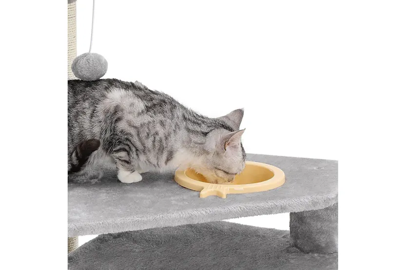 Feandrea PCT99W Scratching Post Cat Tree with Bowl | Light Grey Feandrea PCT99W Scratching Post Cat Tree with Bowl | Light Grey