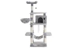 Feandrea PCT99W Scratching Post Cat Tree with Bowl | Light Grey Feandrea PCT99W Scratching Post Cat Tree with Bowl | Light Grey