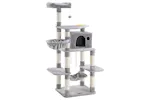 Feandrea PCT99W Scratching Post Cat Tree with Bowl | Light Grey Feandrea PCT99W Scratching Post Cat Tree with Bowl | Light Grey