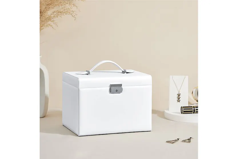 Songmics JBC159W01 4 Tier Jewelry Box | White Songmics JBC159W01 4 Tier Jewelry Box | White