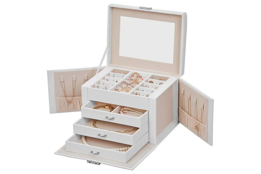 Songmics JBC159W01 4 Tier Jewelry Box | White Songmics JBC159W01 4 Tier Jewelry Box | White