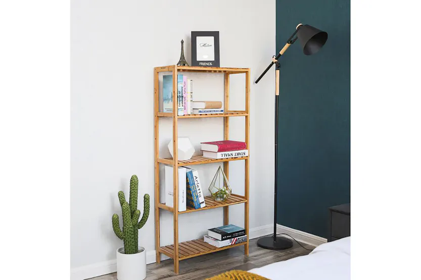Songmics BCB35Y Bathroom Shelf Bamboo 5 Shelves Songmics BCB35Y Bathroom Shelf Bamboo 5 Shelves