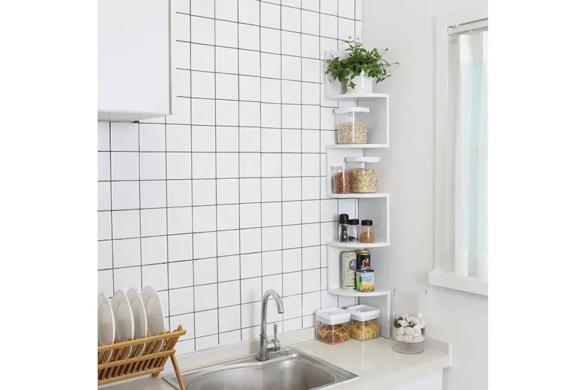 Vasagle LBC20WT Floating Corner Shelf | White Vasagle LBC20WT Floating Corner Shelf | White
