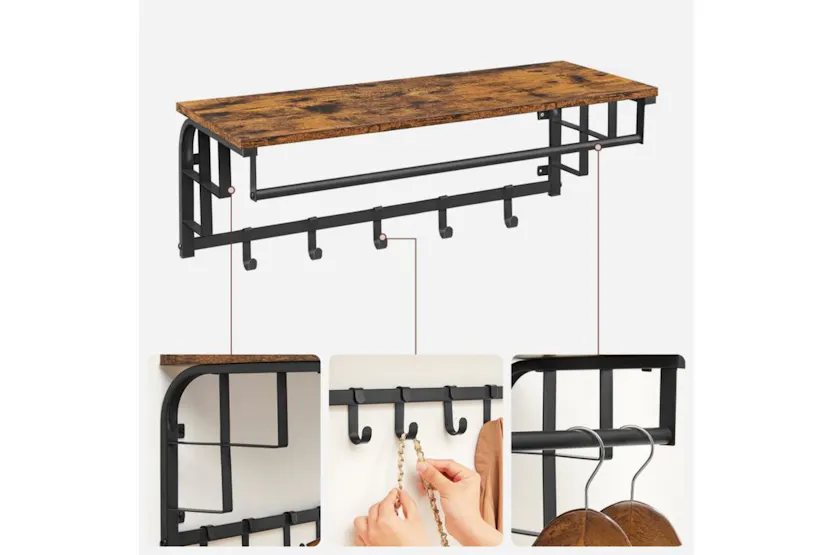 Vasagle LCR102B01 Wall Coat Rack with 5 Removable Hooks Vasagle LCR102B01 Wall Coat Rack with 5 Removable Hooks