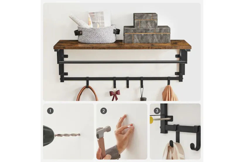 Vasagle LCR102B01 Wall Coat Rack with 5 Removable Hooks Vasagle LCR102B01 Wall Coat Rack with 5 Removable Hooks