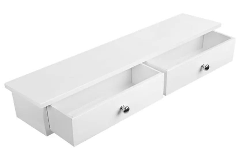 Songmics LWS65WT Wall Shelf 2 Drawers | White Songmics LWS65WT Wall Shelf 2 Drawers | White
