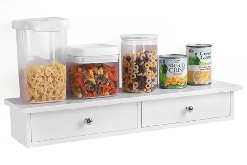 Songmics LWS65WT Wall Shelf 2 Drawers | White Songmics LWS65WT Wall Shelf 2 Drawers | White