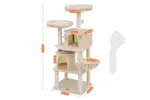 Feandrea PCT90M Scratching Post 2 Caves Cat Tree | Beige Feandrea PCT90M Scratching Post 2 Caves Cat Tree | Beige