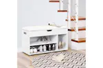 Vasagle LHS30W Padded Shoe Bench 3 Compartments | White Vasagle LHS30W Padded Shoe Bench 3 Compartments | White
