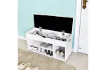 Vasagle LHS30W Padded Shoe Bench 3 Compartments | White Vasagle LHS30W Padded Shoe Bench 3 Compartments | White