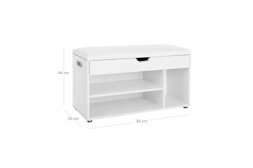 Vasagle LHS30W Padded Shoe Bench 3 Compartments | White Vasagle LHS30W Padded Shoe Bench 3 Compartments | White