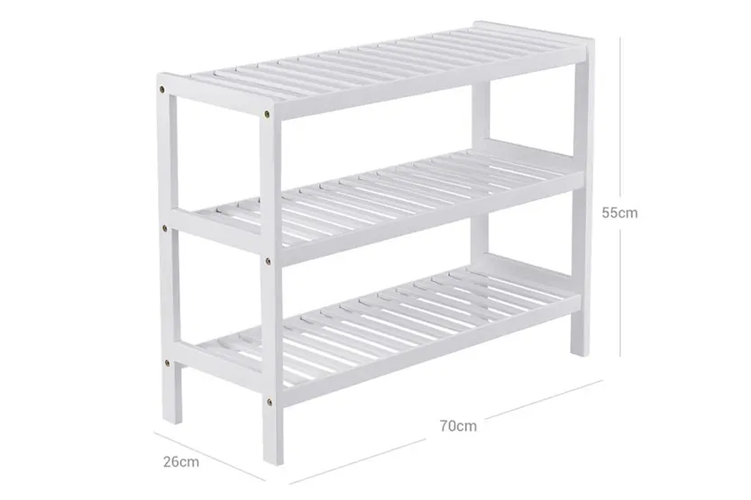 Songmics LBS13W Bamboo Shoe Rack | White Songmics LBS13W Bamboo Shoe Rack | White