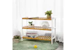 Songmics LBS03H 3 Tier Bamboo Shoe Rack | Natural White Songmics LBS03H 3 Tier Bamboo Shoe Rack | Natural White