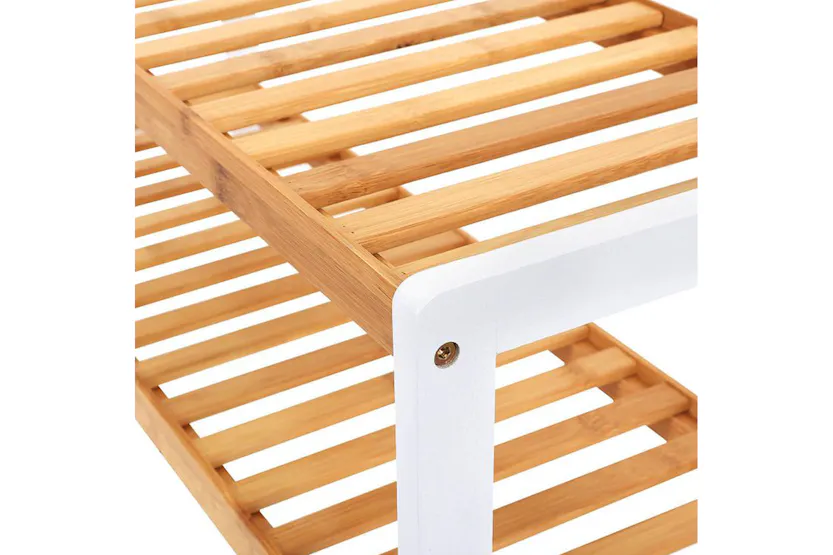 Songmics LBS03H 3 Tier Bamboo Shoe Rack | Natural White Songmics LBS03H 3 Tier Bamboo Shoe Rack | Natural White