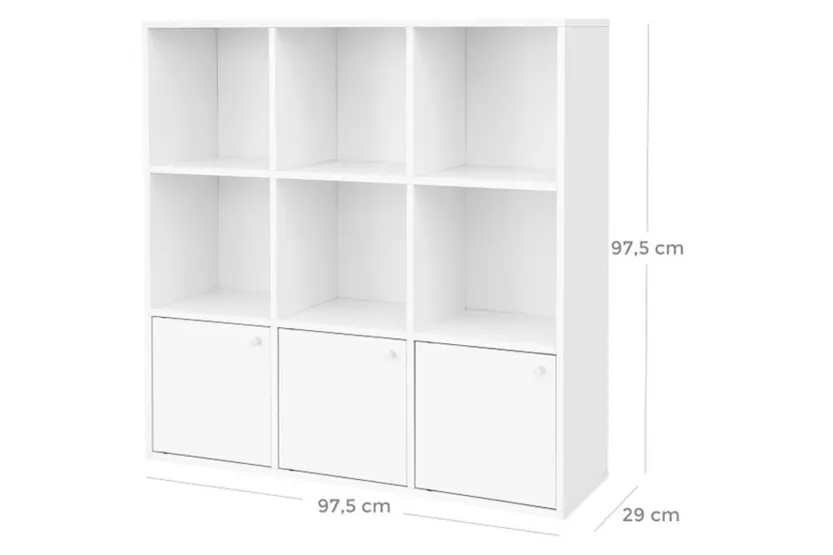 Vasagle LBC33WT Cube Shelf 3 Cupboard Doors | White Vasagle LBC33WT Cube Shelf 3 Cupboard Doors | White