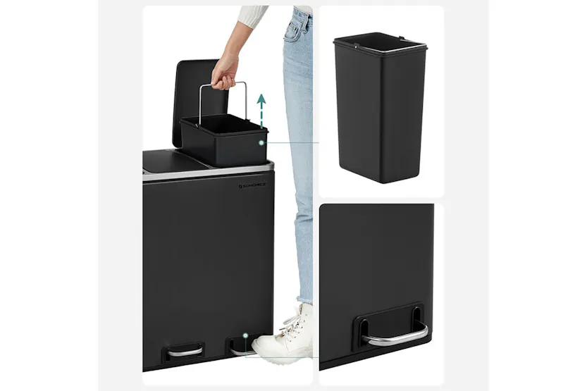 Songmics LTB54BK Garbage Can with 3 Compartments Songmics LTB54BK Garbage Can with 3 Compartments