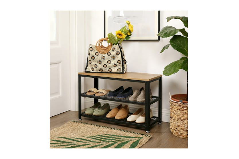 Vasagle LBS073N01 Metal Shoe Rack with 2 Shelves and Bench Vasagle LBS073N01 Metal Shoe Rack with 2 Shelves and Bench