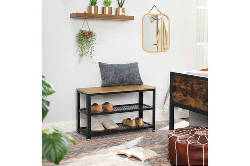 Vasagle LBS073N01 Metal Shoe Rack with 2 Shelves and Bench Vasagle LBS073N01 Metal Shoe Rack with 2 Shelves and Bench
