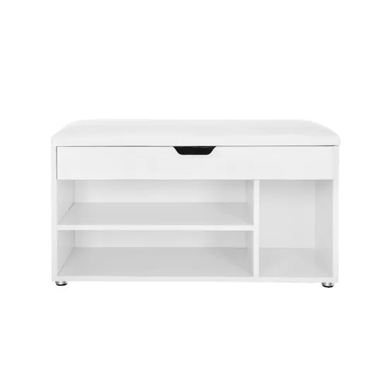 Vasagle LHS30W Padded Shoe Bench 3 Compartments | White Vasagle LHS30W Padded Shoe Bench 3 Compartments | White