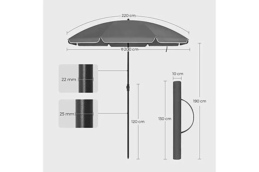 Songmics GPU065G01 Foldable Garden Parasol Songmics GPU065G01 Foldable Garden Parasol