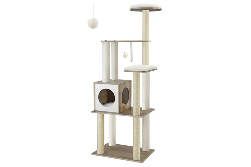 Feandrea PCT166G01 Scratching Post with Removable Cushions | Greige Feandrea PCT166G01 Scratching Post with Removable Cushions | Greige