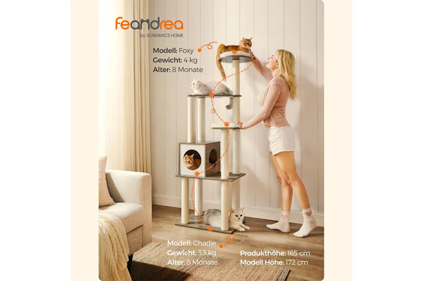 Feandrea PCT166G01 Scratching Post with Removable Cushions | Greige Feandrea PCT166G01 Scratching Post with Removable Cushions | Greige