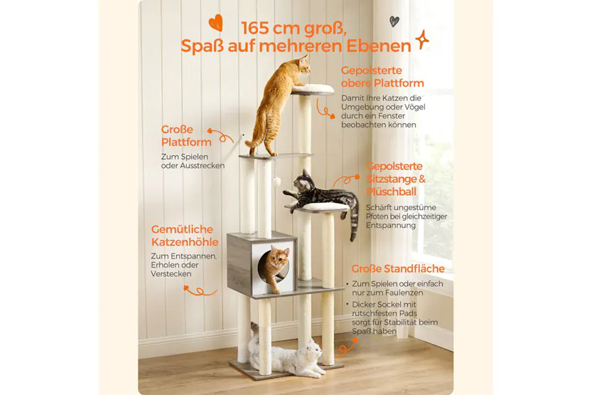 Feandrea PCT166G01 Scratching Post with Removable Cushions | Greige Feandrea PCT166G01 Scratching Post with Removable Cushions | Greige