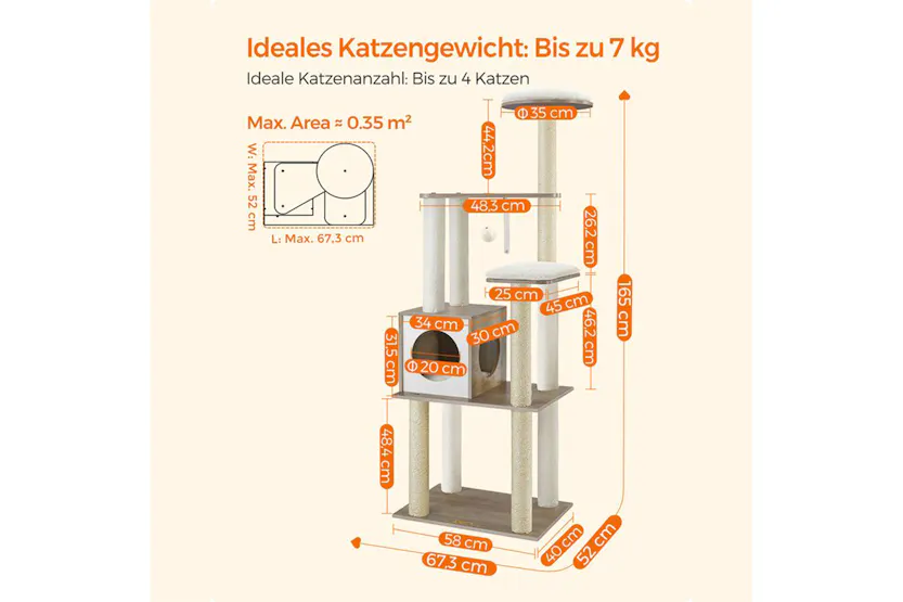 Feandrea PCT166G01 Scratching Post with Removable Cushions | Greige Feandrea PCT166G01 Scratching Post with Removable Cushions | Greige