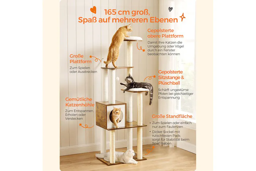 Feandrea PCT166X01 Scratching Post with Removable Cushions | Vintage Brown Feandrea PCT166X01 Scratching Post with Removable Cushions | Vintage Brown