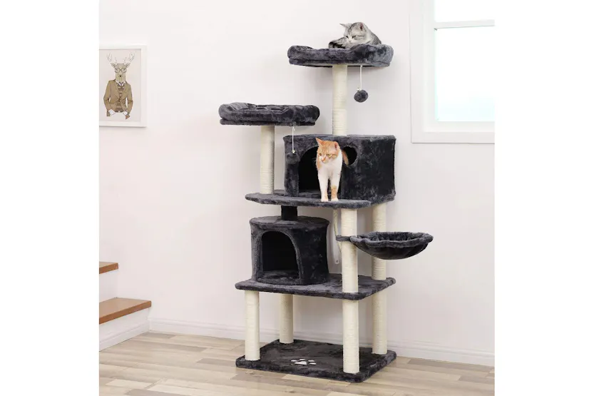 Feandrea PCT90G Scratching Post Cat Tree with 2 Holes | Smoky Grey Feandrea PCT90G Scratching Post Cat Tree with 2 Holes | Smoky Grey