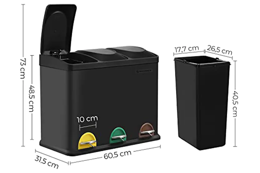 Songmics LTB45B Sorting Bin with 3 Compartments | 45 L Songmics LTB45B Sorting Bin with 3 Compartments | 45 L