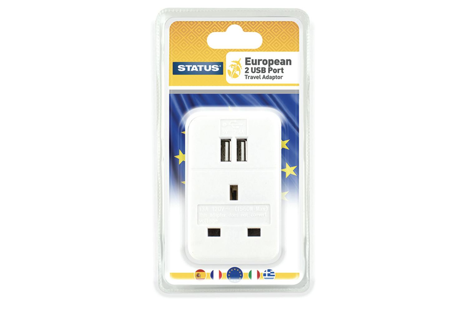 Status European 2X USB Travel Adapter