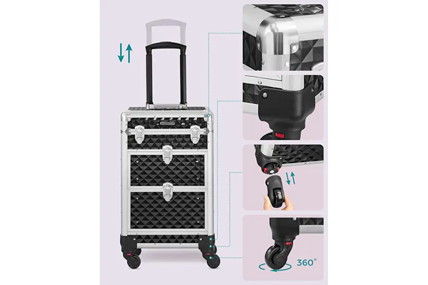 Songmics JHZ08BK Lockable Makeup Case Rolling Trolley Songmics JHZ08BK Lockable Makeup Case Rolling Trolley