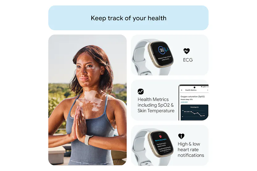 Fitbit Sense 2 Smartwatch | Blue Mist & Soft Gold Fitbit Sense 2 Smartwatch | Blue Mist & Soft Gold