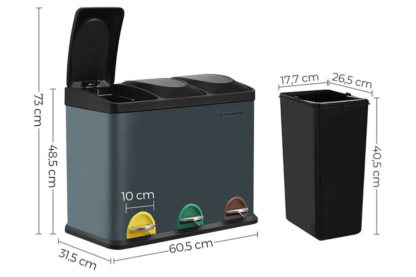 Songmics LTB45G Sorting Bin 3 x 15L | Grey Songmics LTB45G Sorting Bin 3 x 15L | Grey