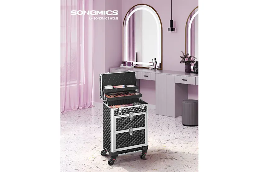 Songmics JHZ08BK Lockable Makeup Case Rolling Trolley Songmics JHZ08BK Lockable Makeup Case Rolling Trolley