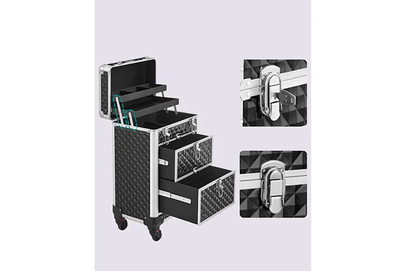Songmics JHZ08BK Lockable Makeup Case Rolling Trolley Songmics JHZ08BK Lockable Makeup Case Rolling Trolley