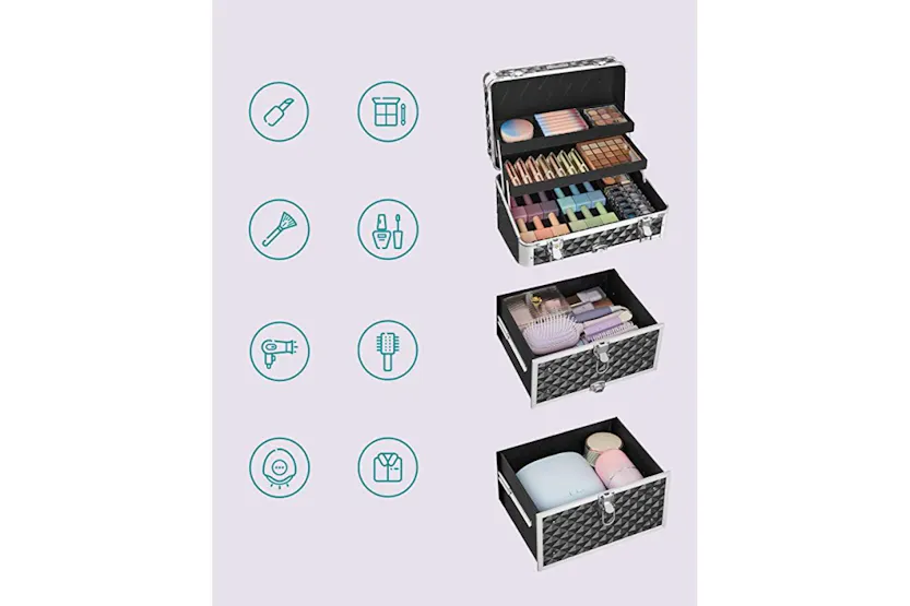 Songmics JHZ08BK Lockable Makeup Case Rolling Trolley Songmics JHZ08BK Lockable Makeup Case Rolling Trolley