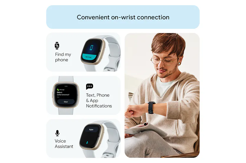 Fitbit Sense 2 Smartwatch | Blue Mist & Soft Gold Fitbit Sense 2 Smartwatch | Blue Mist & Soft Gold