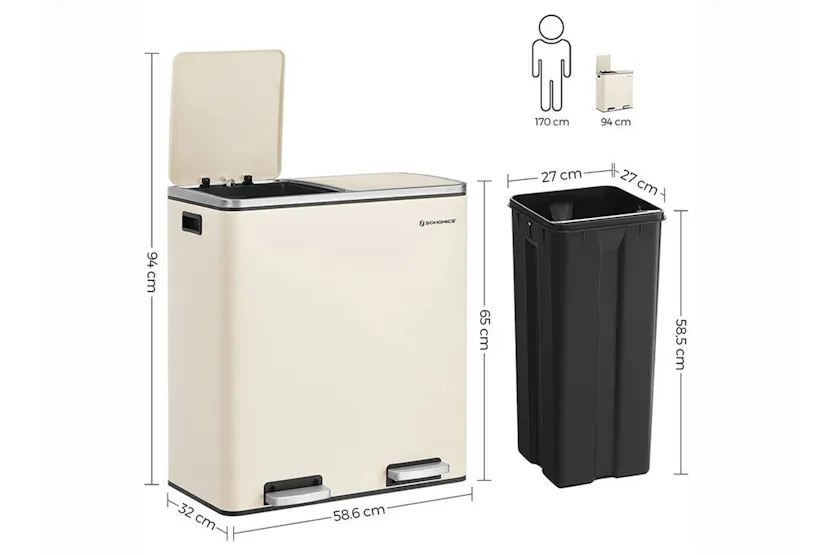 Songmics LTB060A01 Metallic 2 x 30L Bin Songmics LTB060A01 Metallic 2 x 30L Bin