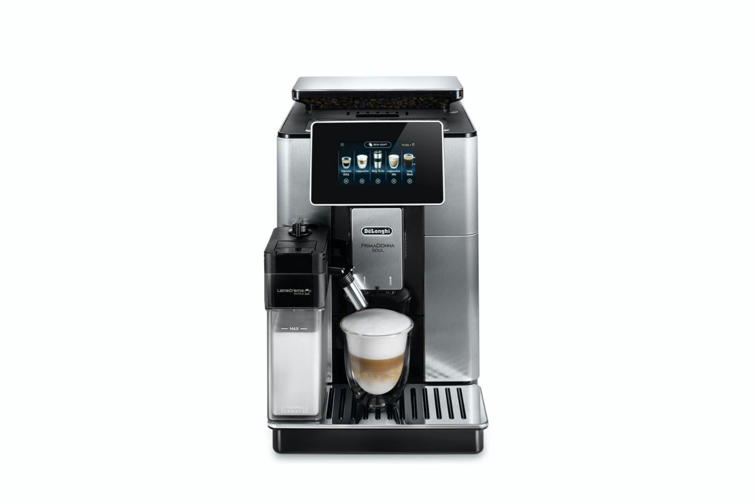 DeLonghi PrimaDonna Soul Bean 2 Cup Coffee Machine | ECAM610.75.MS | Metal